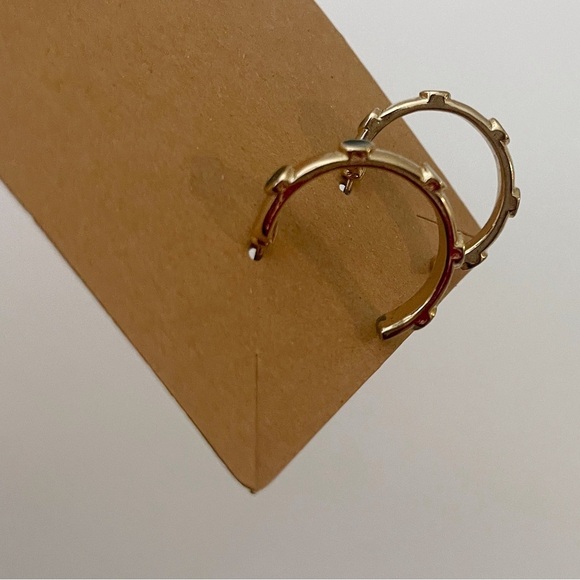 Gold and Green Hoop Earrings Casual Style - Picture 6 of 7